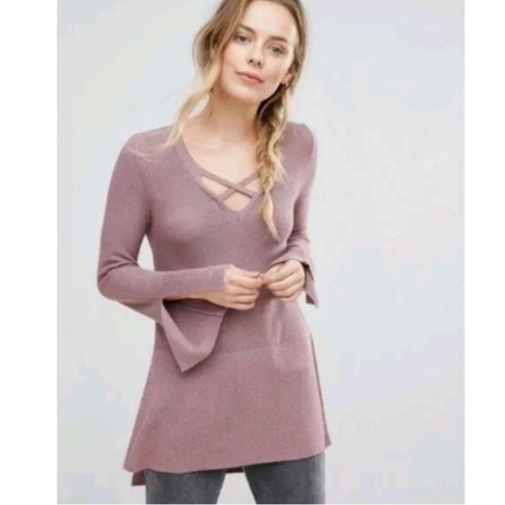Free People Criss Cross Mauve Tunic